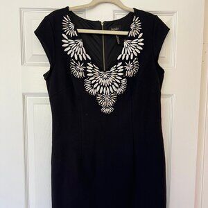 Black Cocktail Dress with Embroidery